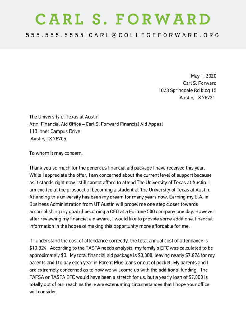 Financial Aid Appeal Letter Sample Pdf - slide share
